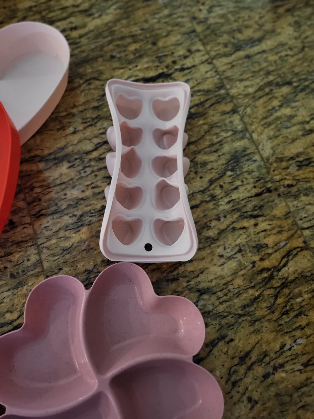 9 Piece - Heart-Shaped Silicone Mold Set - Pink & Red
